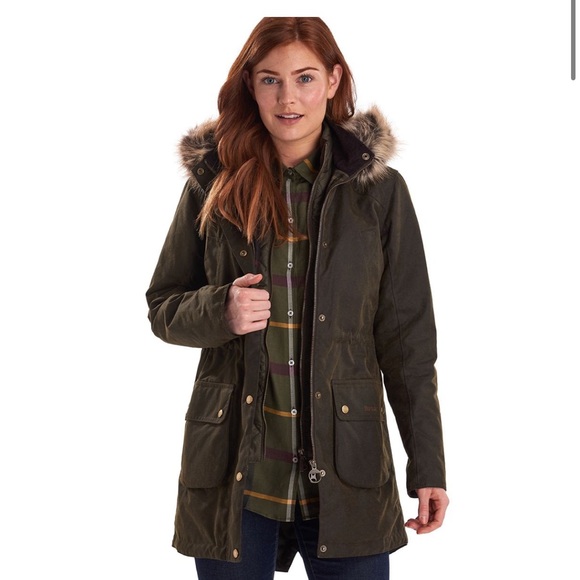Barbour Jackets & Blazers - Barbour Dark Green Utility Jacket with Fur Trim